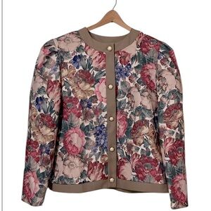 Vintage Classic Apparel Woman’s Floral Button Down Suit Jacket Blazer Sz 14